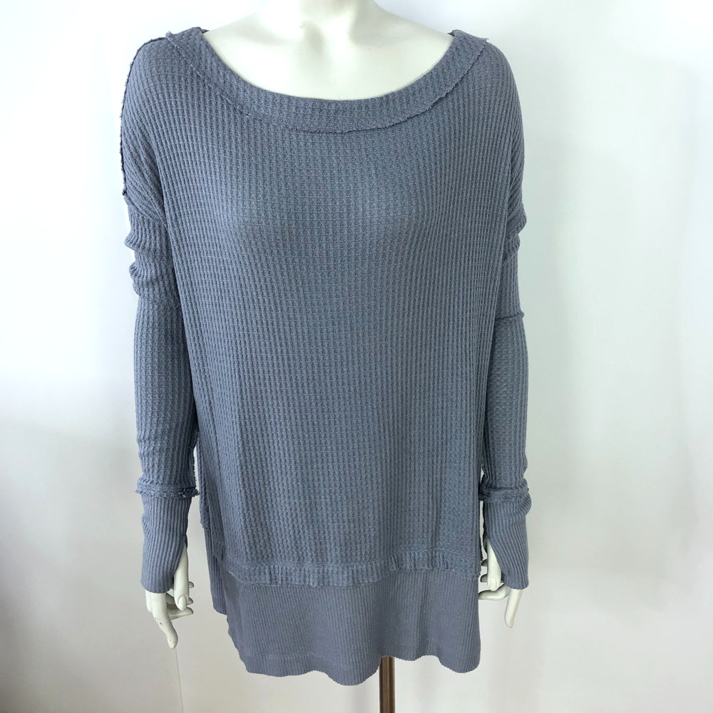 Free People XS Lightweight Drop Shoulder Women's Pullover Sweater Gray MINT